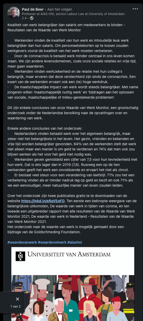 Waarde van Werk in Nederland - Paul de Beer